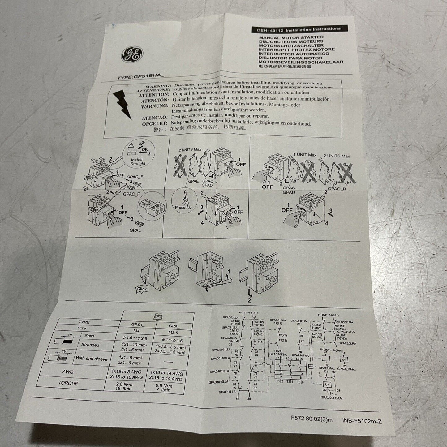 GE GPS1BHAF MANUAL MOTOR STARTER  LOT OF 2 E3G