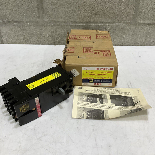SQUARE D FH26030-AB 25473 CIRCUIT BREAKER 600/250V 2P 30A I-LINE I-75,000 373