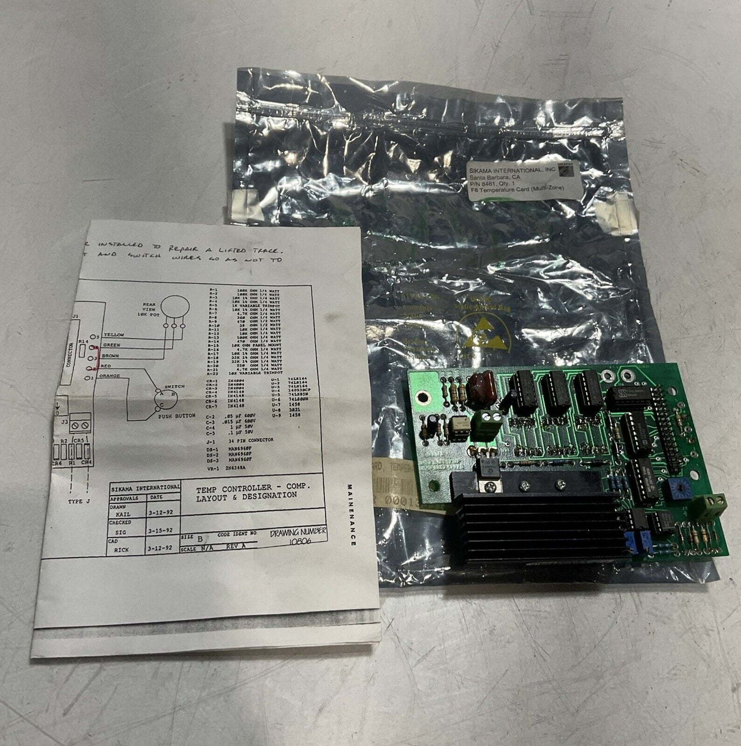 SIKAMA  INTERNATIONAL  8461 F8 TEMPERATURE  CARD  MULTI-ZONE  U3S