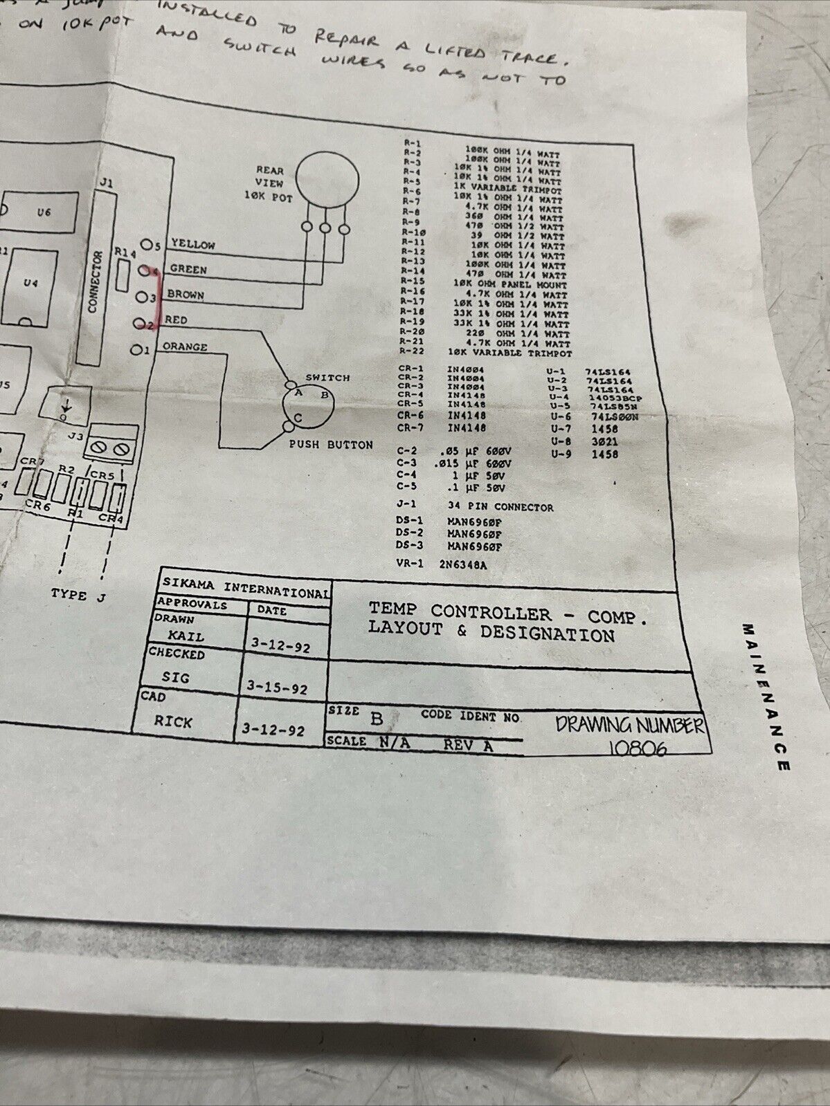 SIKAMA  INTERNATIONAL  8461 F8 TEMPERATURE  CARD  MULTI-ZONE  U3S