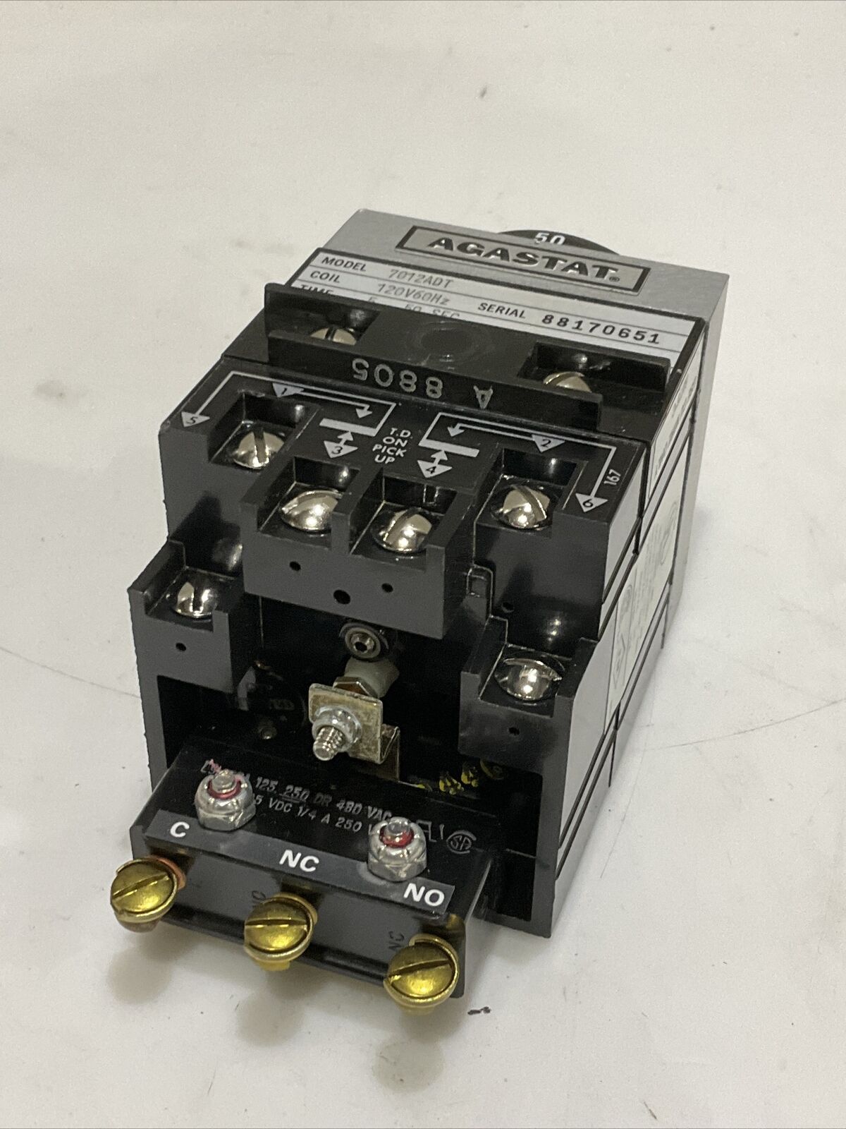 AGASTAT 7012ADT TIMING RELAY 120V 60 HZ 5-50 SEC  476