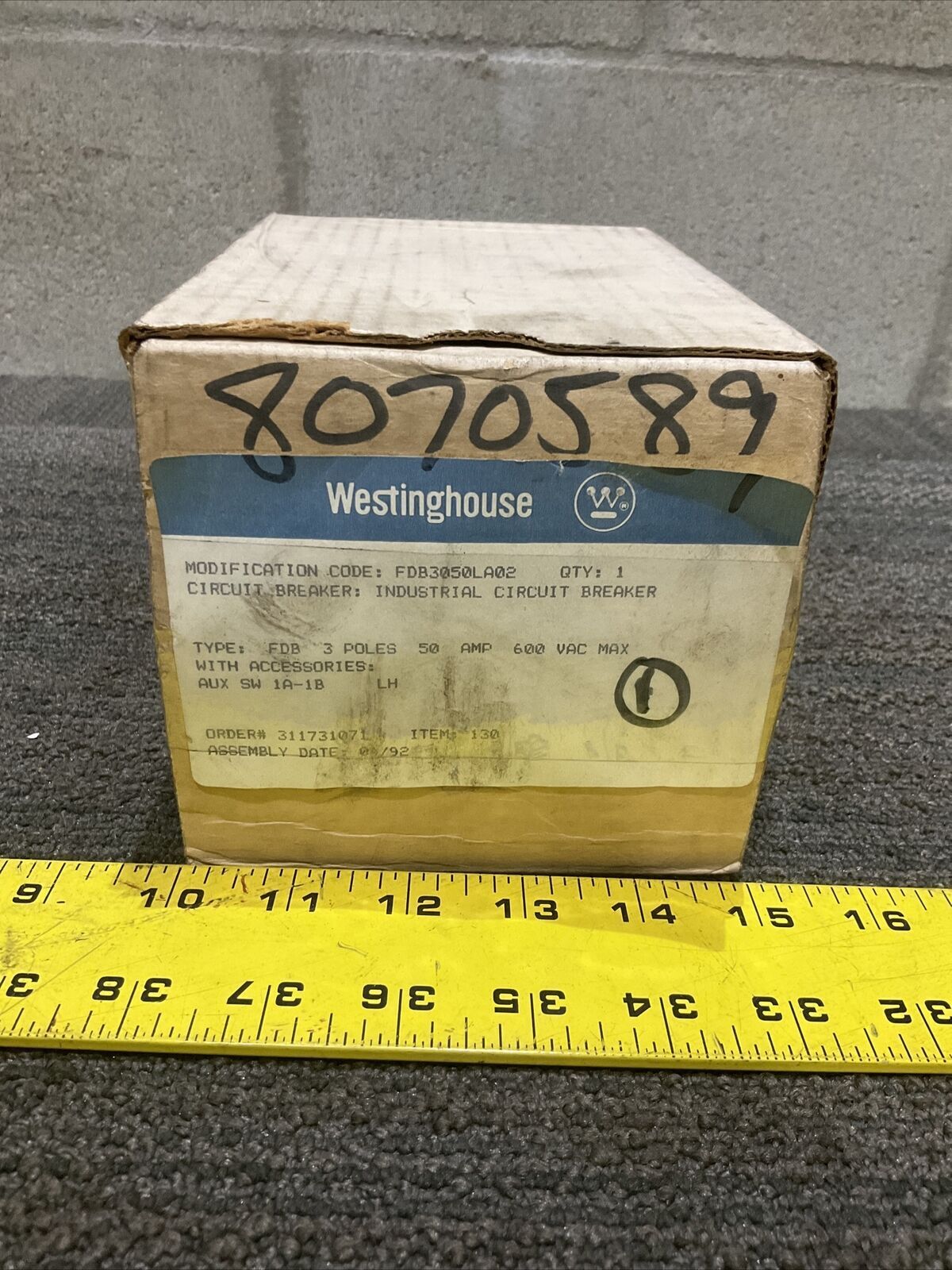 WESTINGHOUSE FDB 14K FDB3050L INDUSTRIAL CIRCUIT BREAKER 50A 600VAC 3 POLE 444