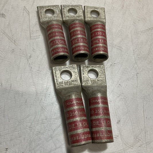 BURNDY  N350 RED DIE 324/18 COMPRESSION LUG  LOT OF  5 U3S