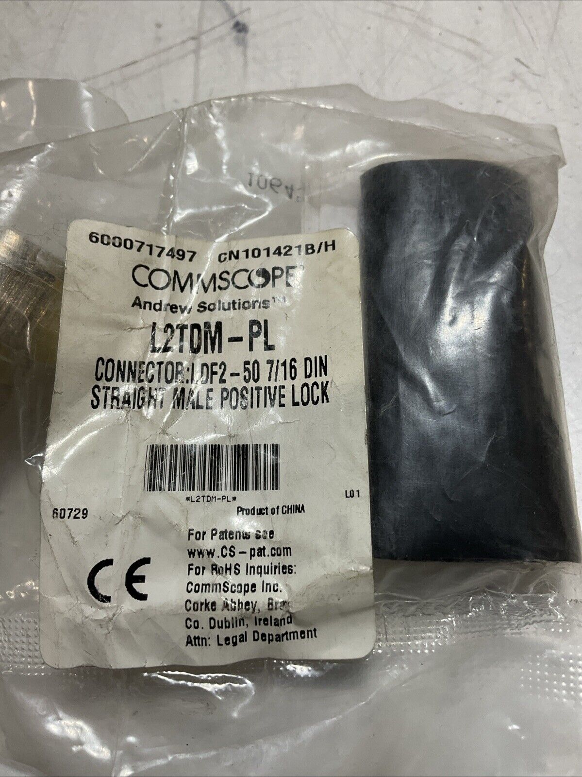 ANDREW  COMMSCOPE L2TDM-PL  7/16 DIN STRAIGHT MALE POSITIVE LOCK  U3S