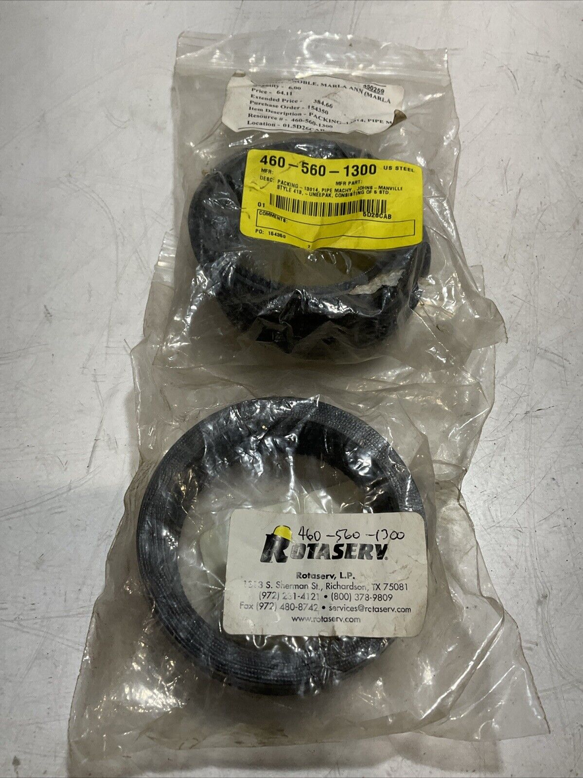 ROTASERV  5D26CAB 460-560-1300 PACKING 13014 STYLE 413 PIPE LOT OF  2 U3S