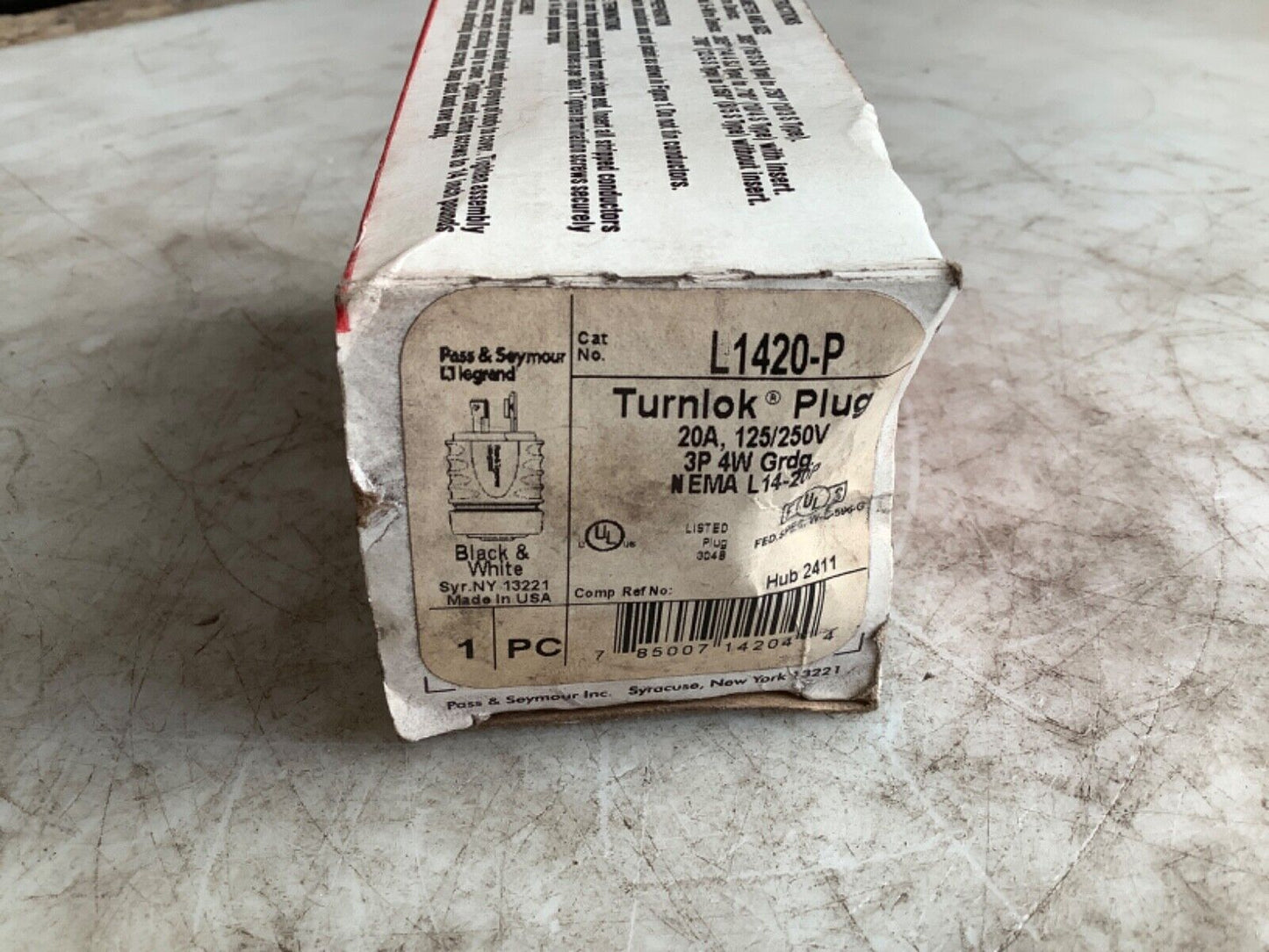 PASS & SEYMOUR L1420-P TURNLOK PLUG 3P 4W 20A 125/250V 444