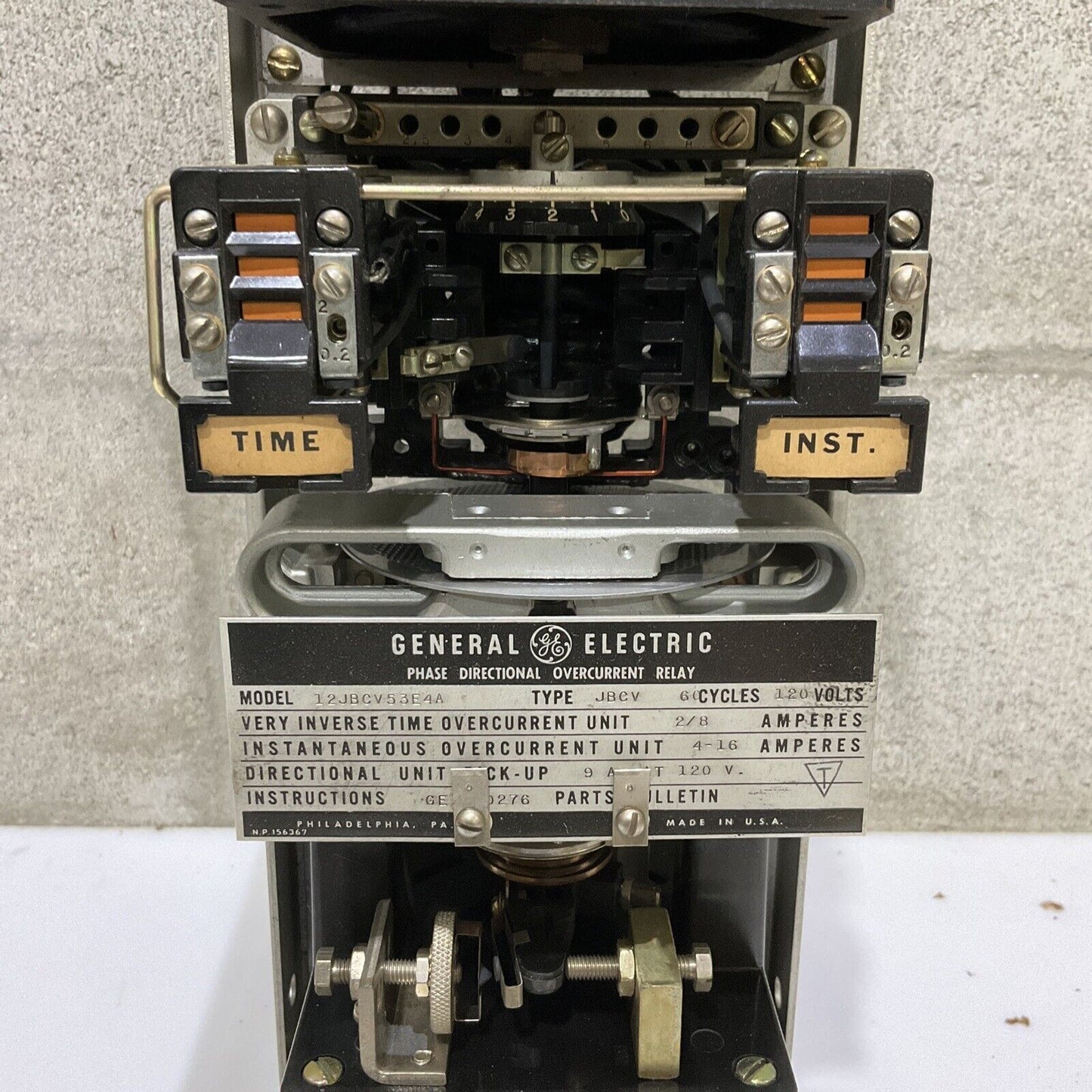 GENERAL ELECTRIC GE 12JBCV53E4A TIME OVER CURRENT RELAY 678