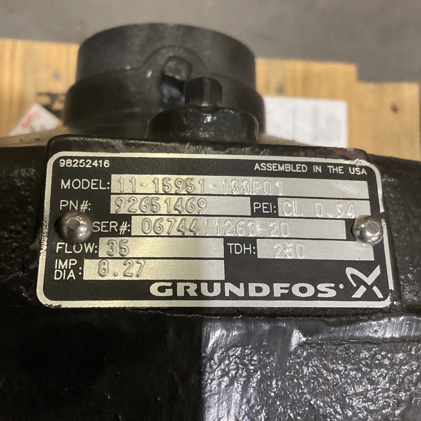 GRUNDFOS 11-15951-133P01 92651469 END SUCTION CENTRIFUGAL PUMP 474