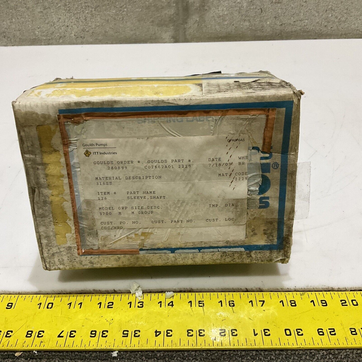 GOULDS PUMPS C02662A01 2229 SLEEVE SHAFT 678