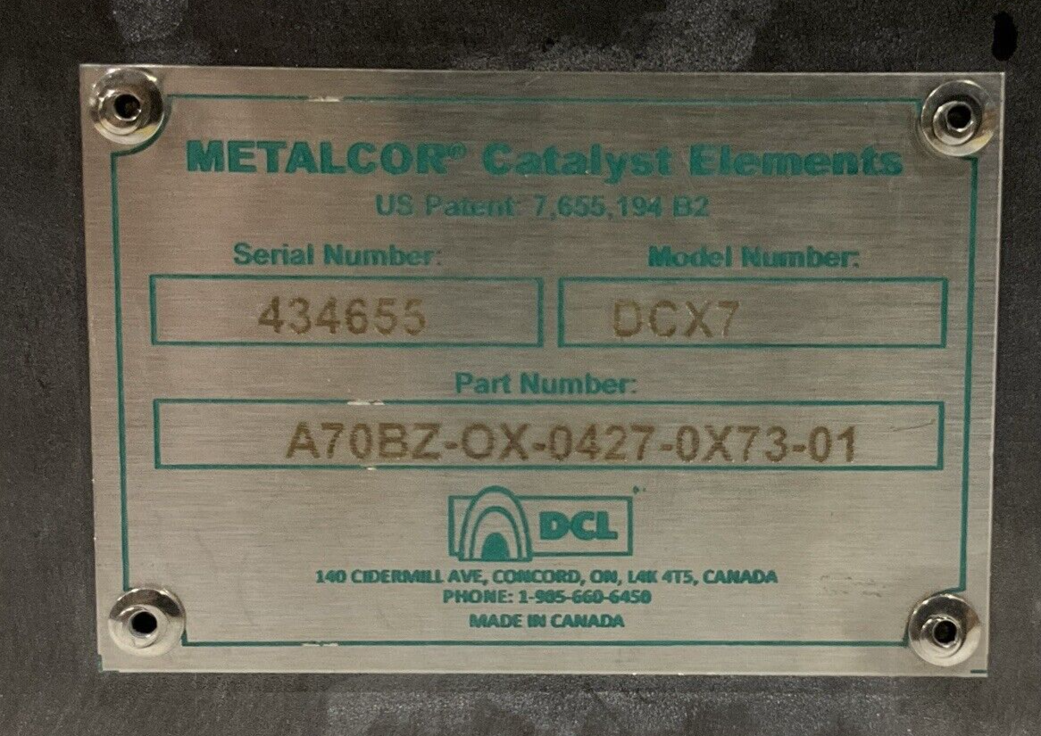 METALCOR DCL A70BZ-OX—0427-OX73-01 OXIDATION CATALYST ELEMENT DCX7 ASSEMBLY  K9S