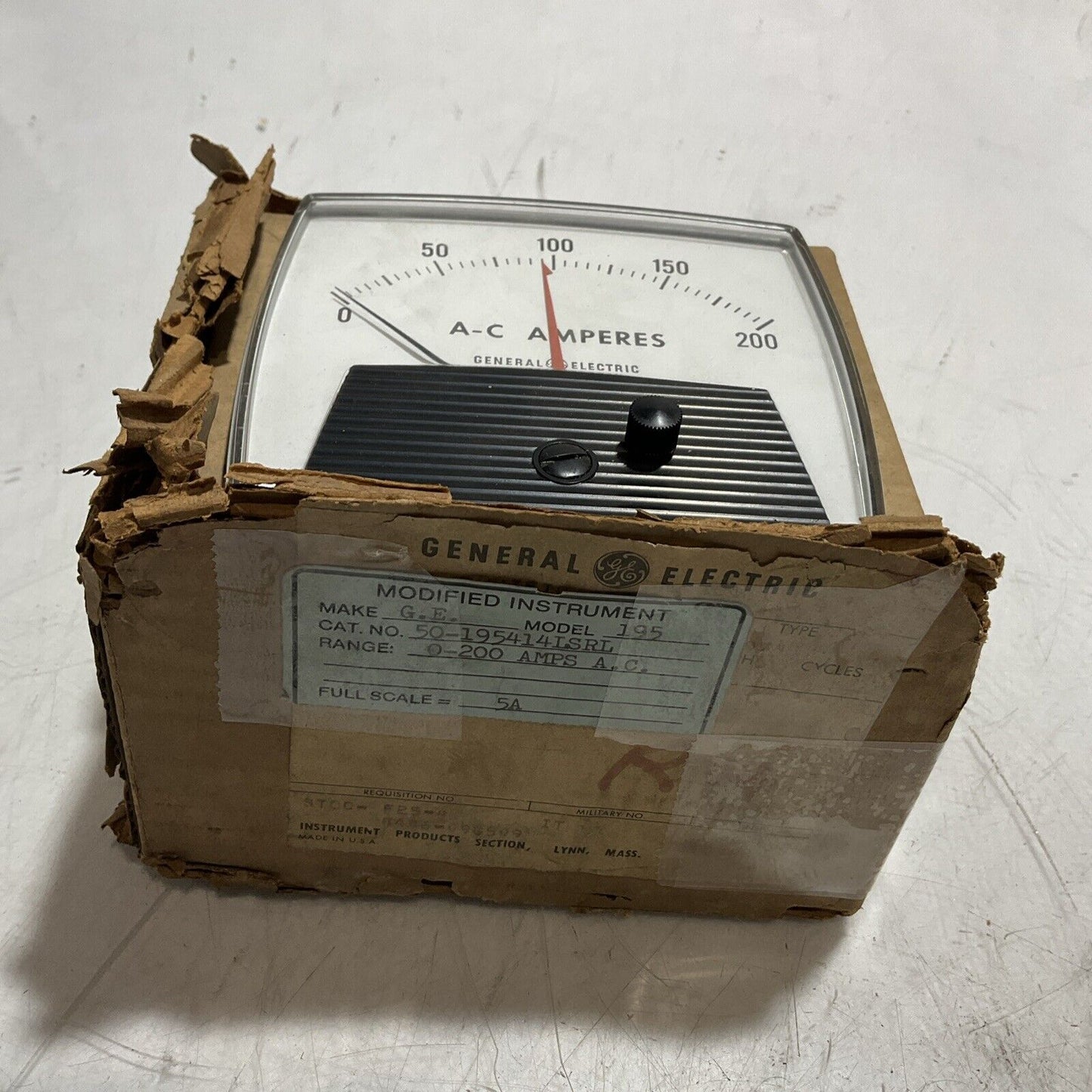 GE GENERAL  ELECTRIC  50-195414LSRL  SERIES 195 A-C AMPERES  0-200AMPS  A.C  U3S