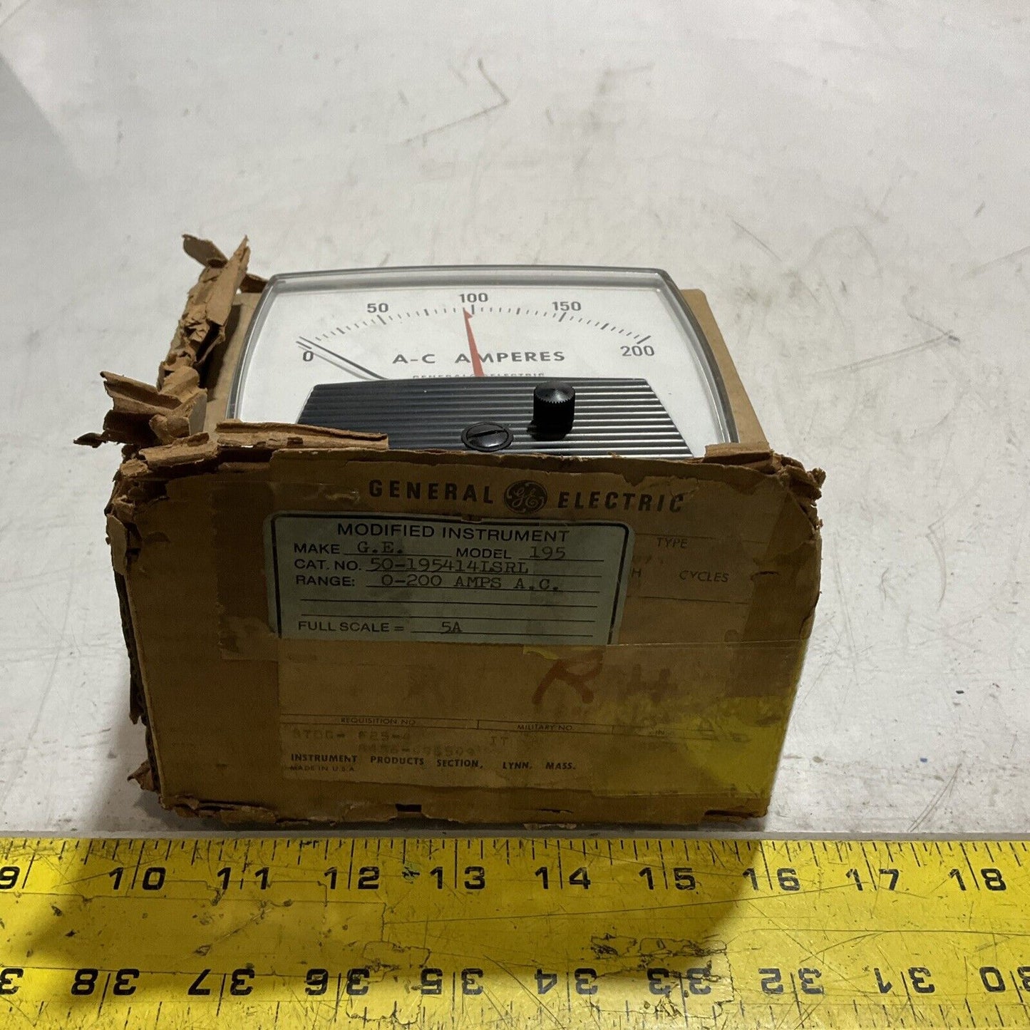 GE GENERAL  ELECTRIC  50-195414LSRL  SERIES 195 A-C AMPERES  0-200AMPS  A.C  U3S