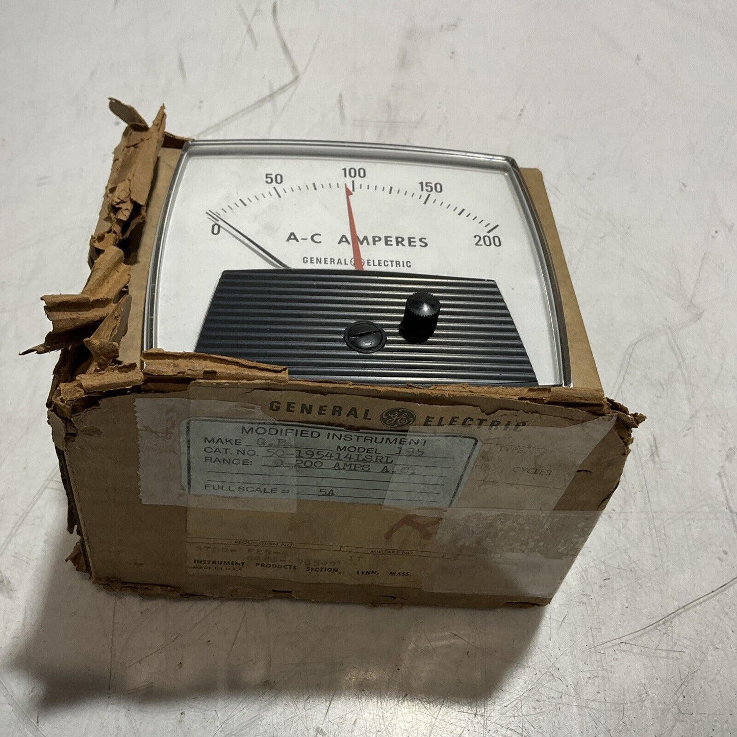 GE GENERAL  ELECTRIC  50-195414LSRL  SERIES 195 A-C AMPERES  0-200AMPS  A.C  U3S