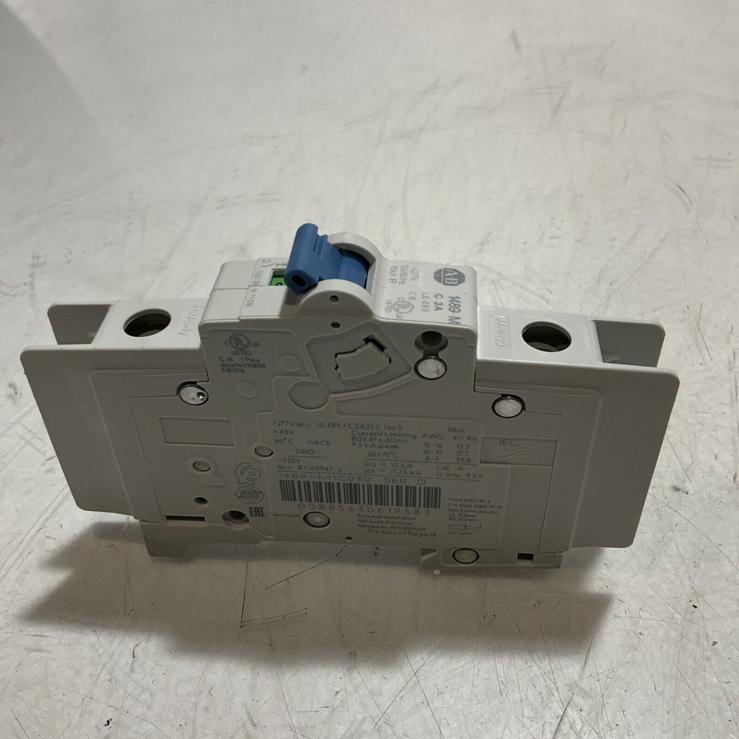 ALLEN- BRADLEY  A-B 1489-MC3A  MINIATURE CIRCUIT BREAKER  1POLE  LOT OF 2 C2H
