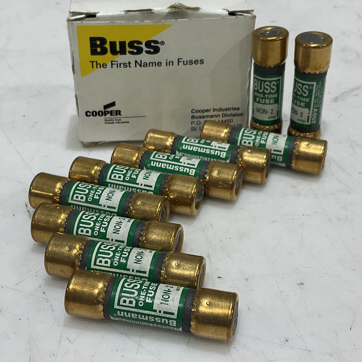 BUSS COOPER NON-2 ONE-TIMW ONE-TIME FUSE 250V CLASS K5 LOT OF 10 T6Y