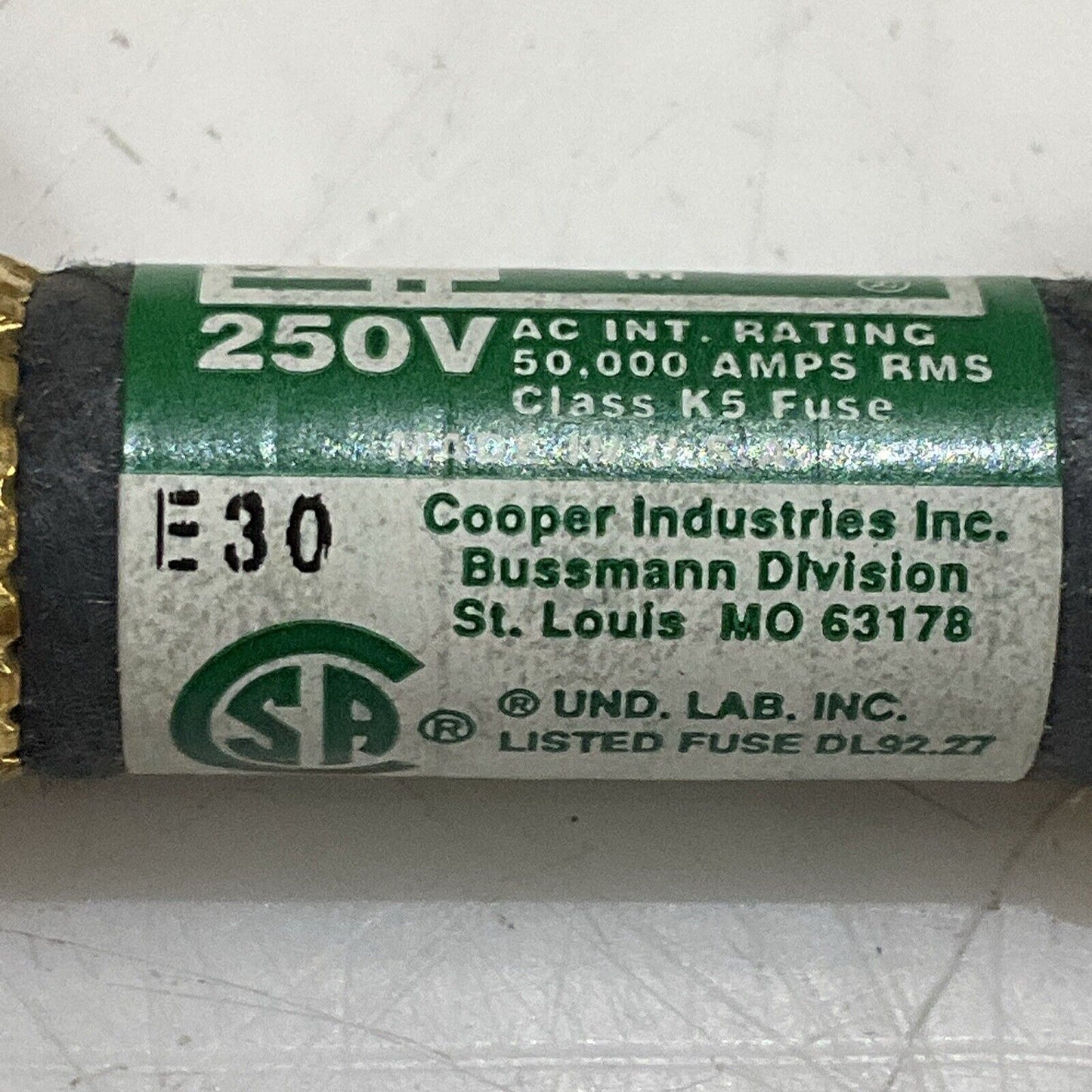 BUSS COOPER NON-2 ONE-TIMW ONE-TIME FUSE 250V CLASS K5 LOT OF 10 T6Y