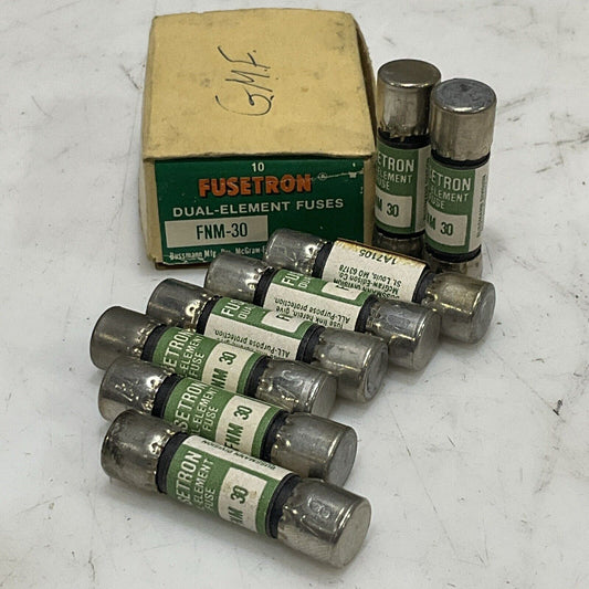 FUSETRON FNM-30 DUAL ELEMENT FUSE LOT OF 8 T9Y