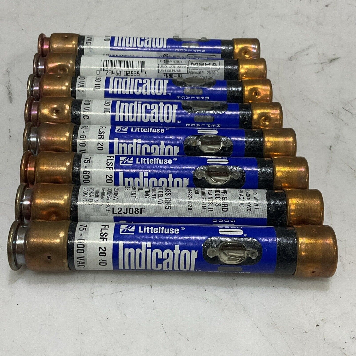 LITTELFUSE FLSR 29 ID INDICATOR TIME DELAY DUEL ELEMENT FUSE CLASS RK5 LOT OF 8