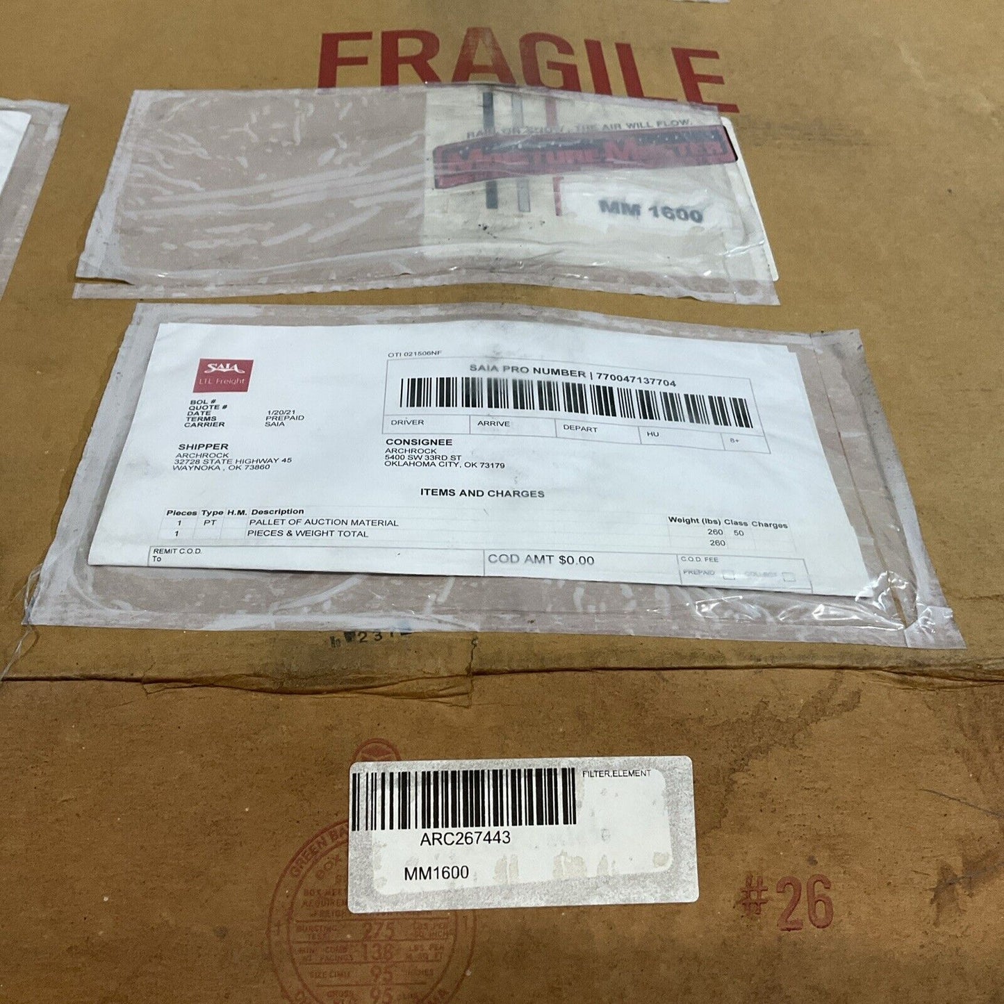 MM1600  FILTER ELEMENT 25"X25" K9S