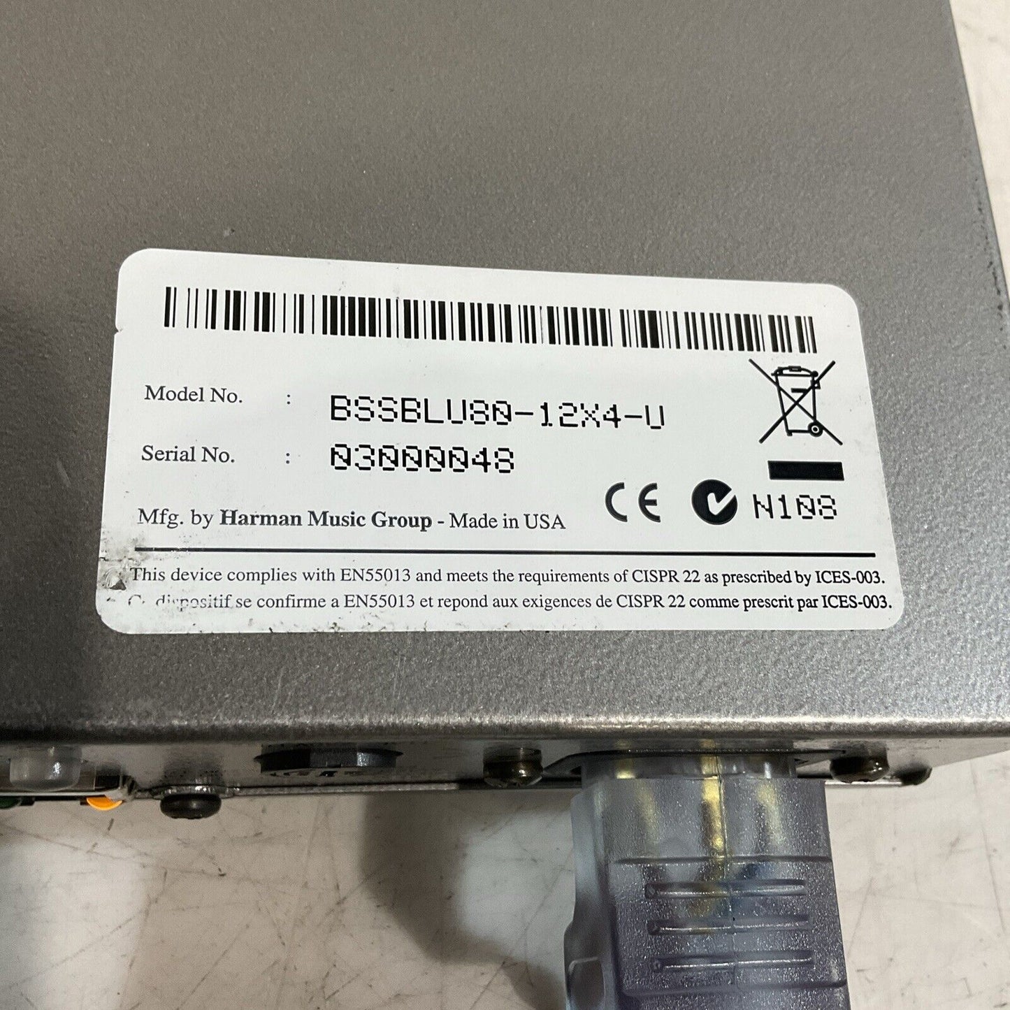 SOUNDWEB LONDON BSS BLU-80 12X4-U SIGNAL PROCESSOR  LOCATOR 240VAC  50/60HZ  T9S