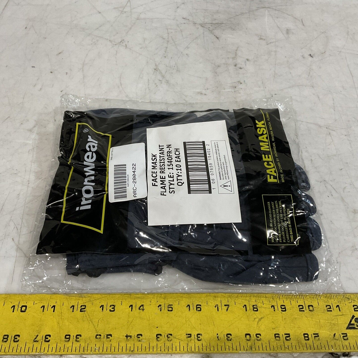 IRONWEAR  1540FR-N  FACE MASK  FLAME RESISTANT  QTY 10 EACH BAG  K9S