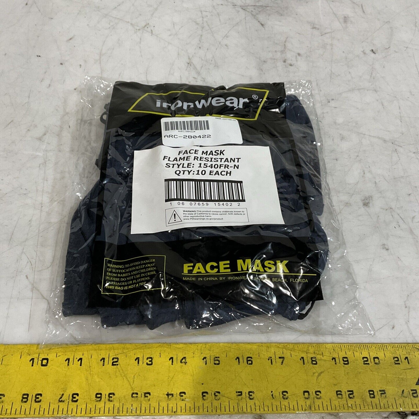 IRONWEAR  1540FR-N  FACE MASK  FLAME RESISTANT  QTY 10 EACH BAG  K9S