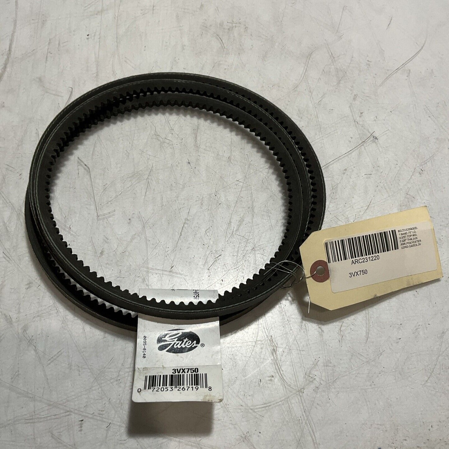 GATES 3VX750 SUPER  HC BELT COGGED 1 BAND K9S