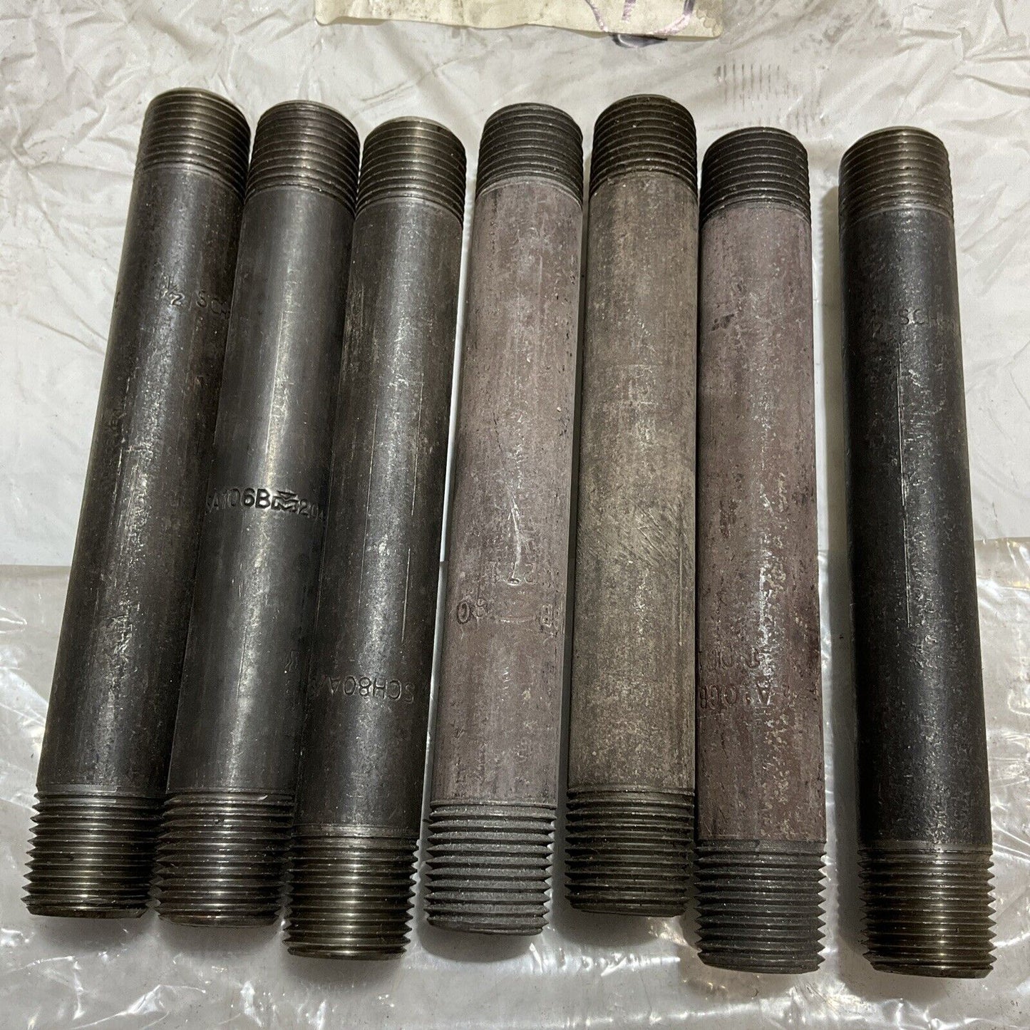 PIPE DECOR 1/2SCH80A/SA106B37756 BLACK INDUSTRIAL STEEL PLUMBING NIPPLE QTY7 K9S