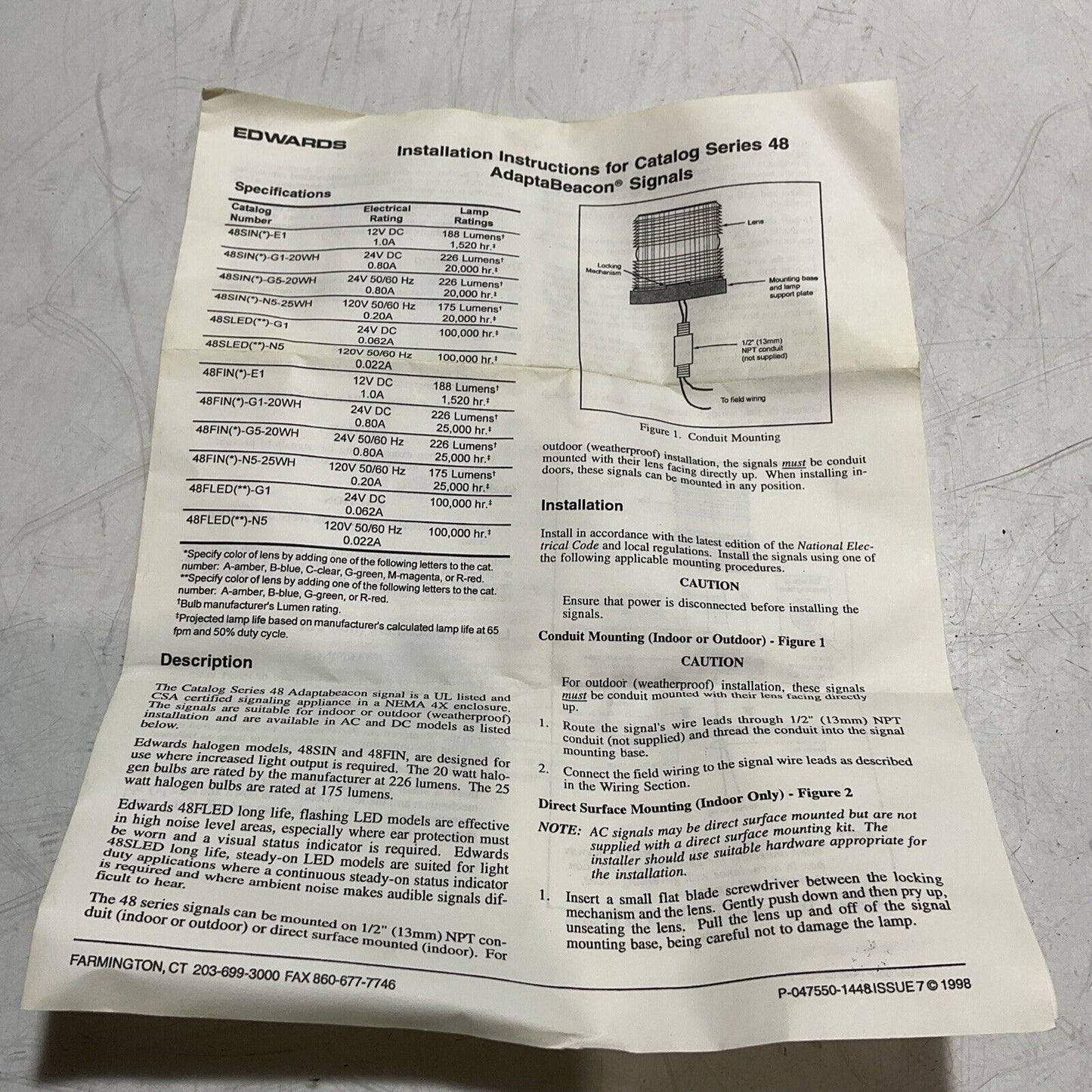 EDWARDS  48SING-G5-20WH ADAPTABEACON 20WATT HALOGEN LAMP  20VAC 50/60HZ 80A U3S