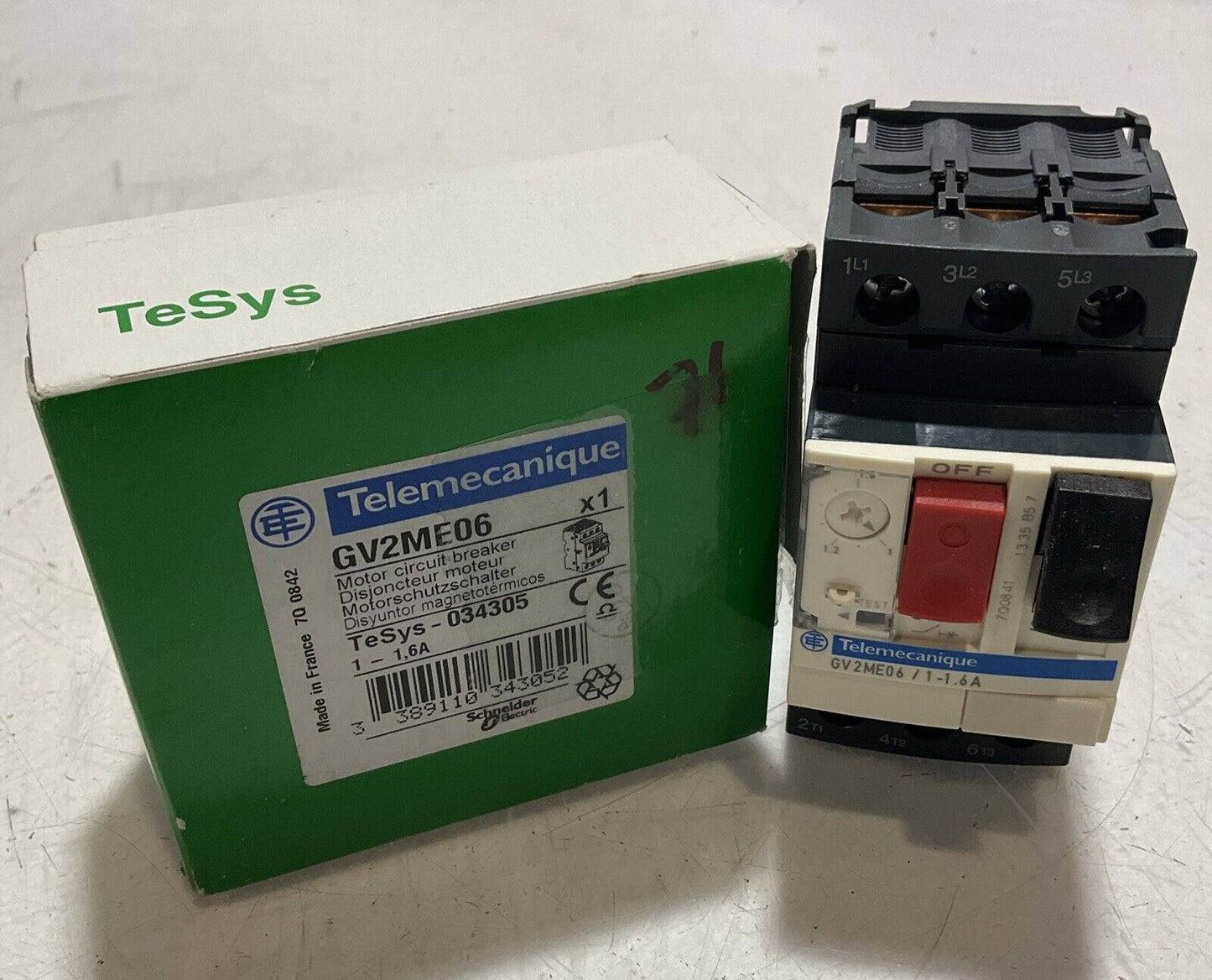 SCHNEIDER - TELEMECANIQUE GV2ME06 / 1-1.6A  MOTOR CIRCUIT BREAKER 50/60HZ U3S