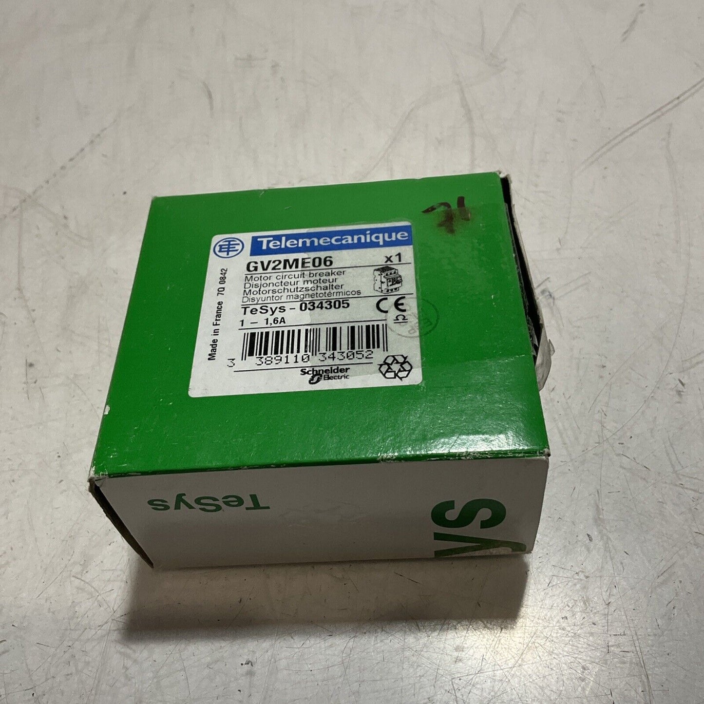 SCHNEIDER - TELEMECANIQUE GV2ME06 / 1-1.6A  MOTOR CIRCUIT BREAKER 50/60HZ U3S