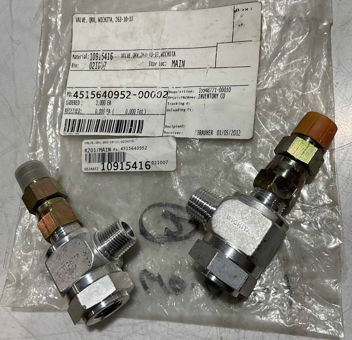 WICHITA  263-10-11  QUICK RELEASE VALVE LOT OF 2 U3S