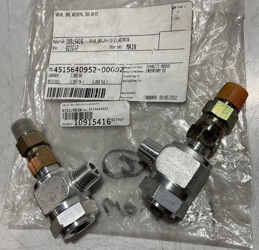 WICHITA  263-10-11  QUICK RELEASE VALVE LOT OF 2 U3S