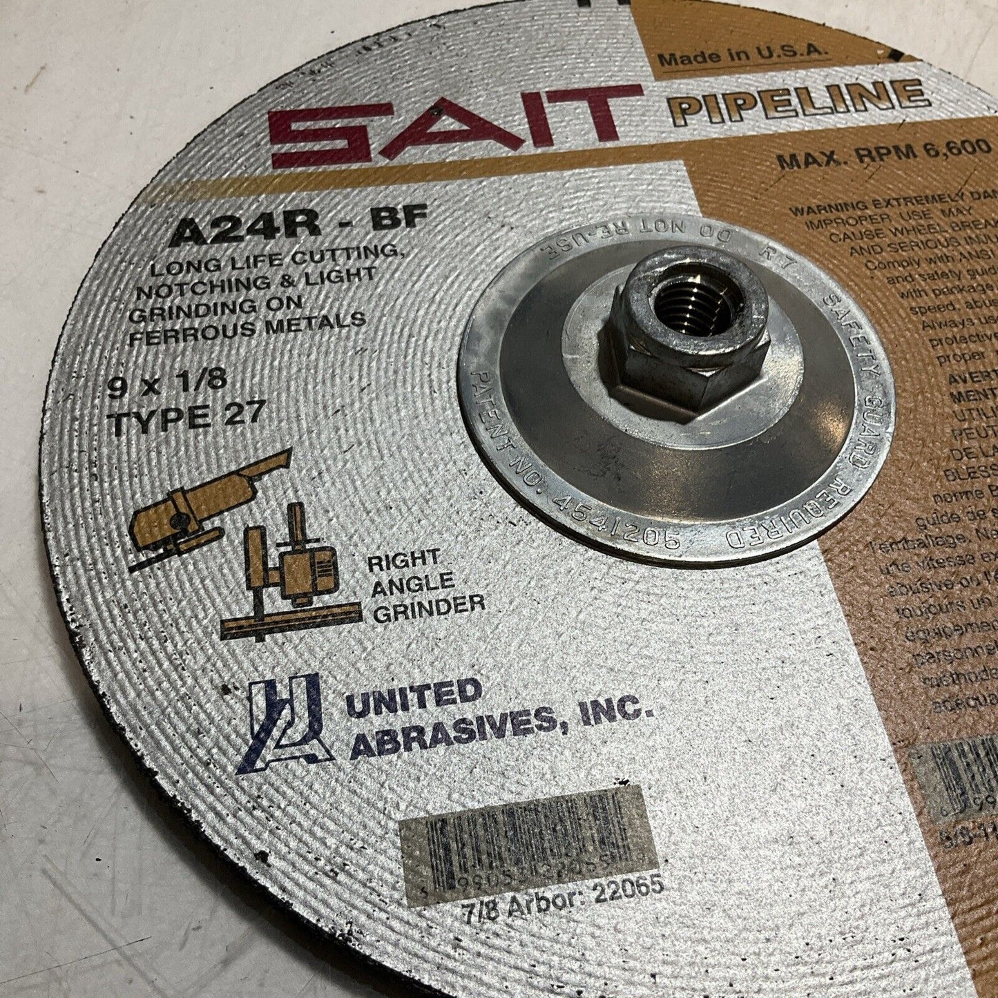 SAIT A24R-BF 22062/279X1/8 CUTTING & LIGHT GRINDING WHEELS RPM6,600MAX QTY10 373