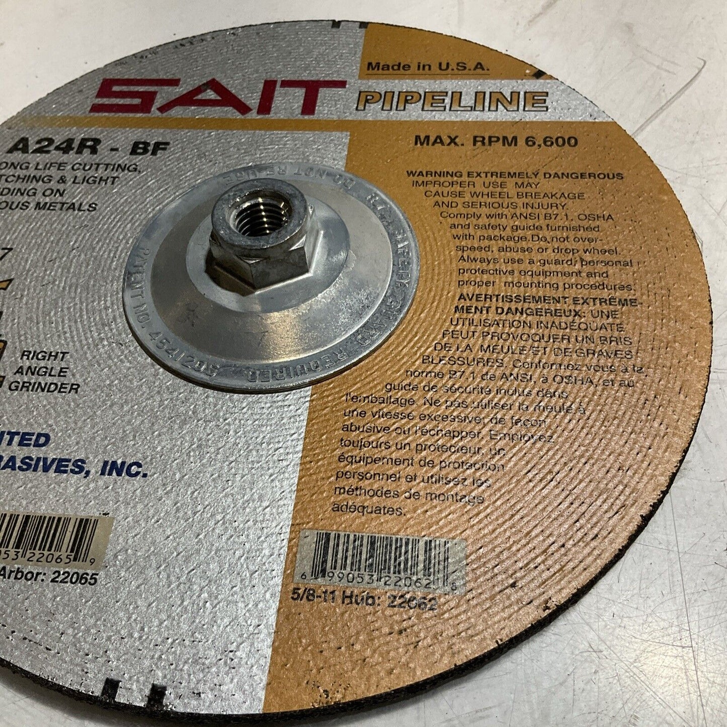 SAIT A24R-BF 22062/279X1/8 CUTTING & LIGHT GRINDING WHEELS RPM6,600MAX QTY10 373