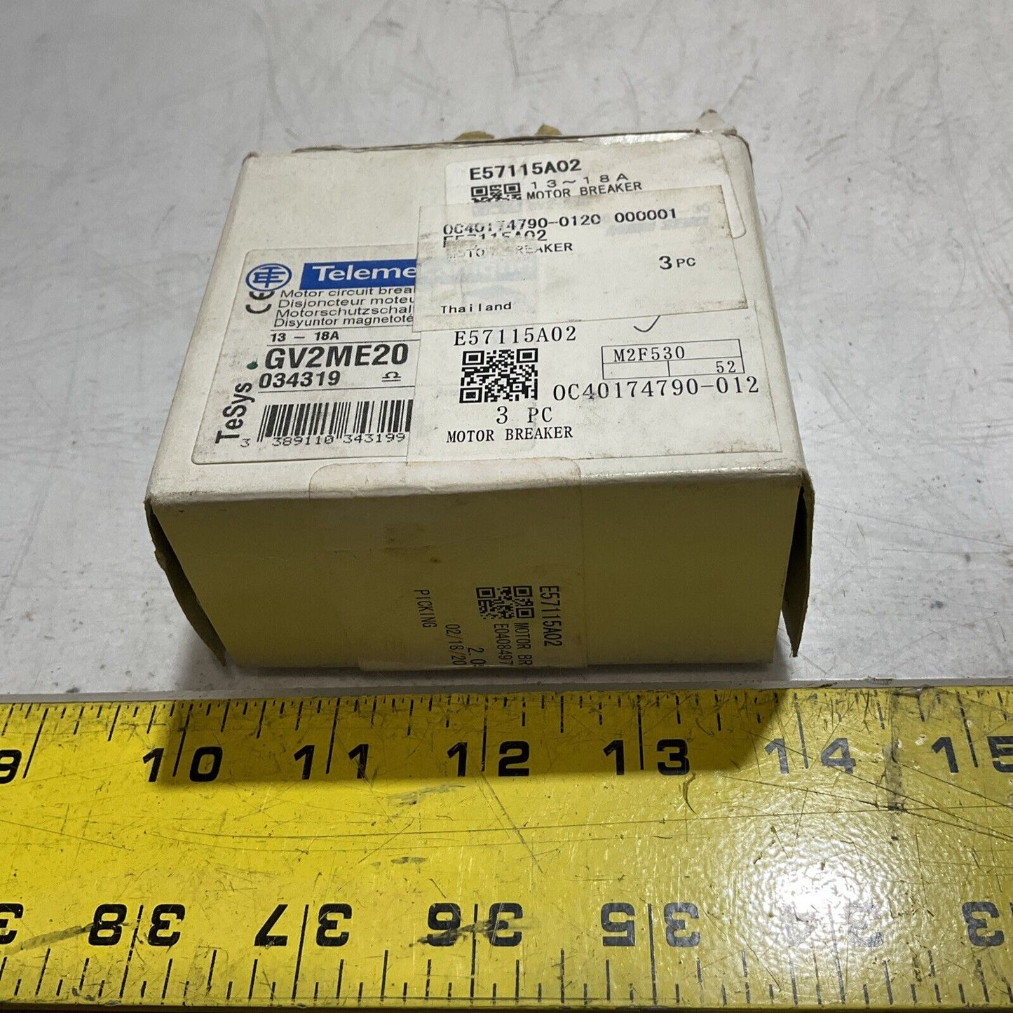 TELEMECANIQUE GV2ME20 22320 / 13-18A MOTOR CIRCUIT BREAKER 220V U3S