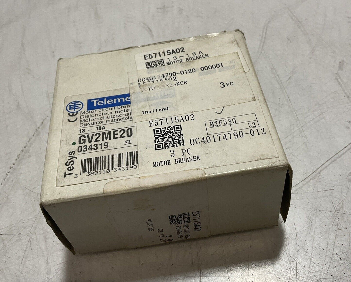 TELEMECANIQUE GV2ME20 22320 / 13-18A MOTOR CIRCUIT BREAKER 220V U3S