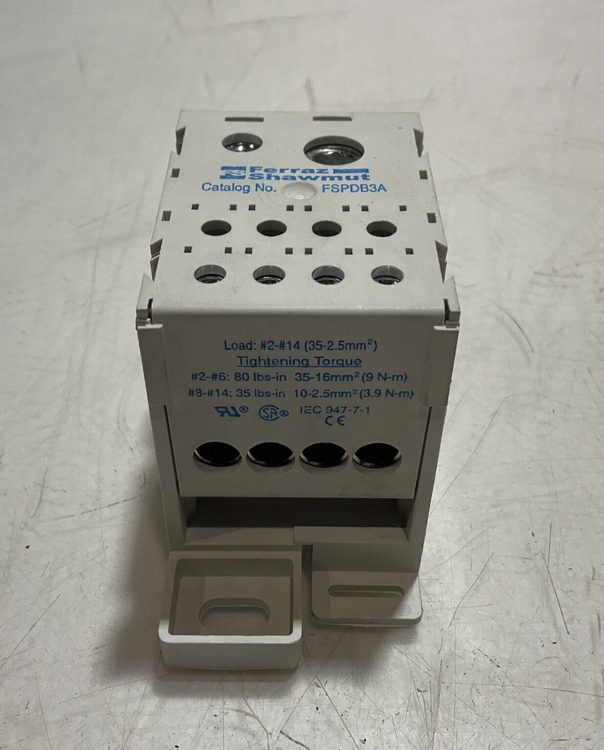 FERRAZ SHAWMUT FSPDB3A POWER DISTRIBUTION BLOCK TIGHTENING TURQUE 600V 310A U3S