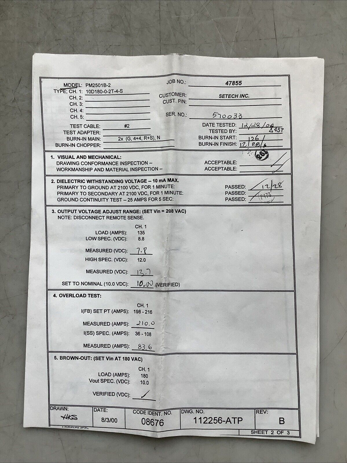 PIONEER MAGNETICS PM2501B-2 SWITCHING POWER SUPPLY 230VAC 20A