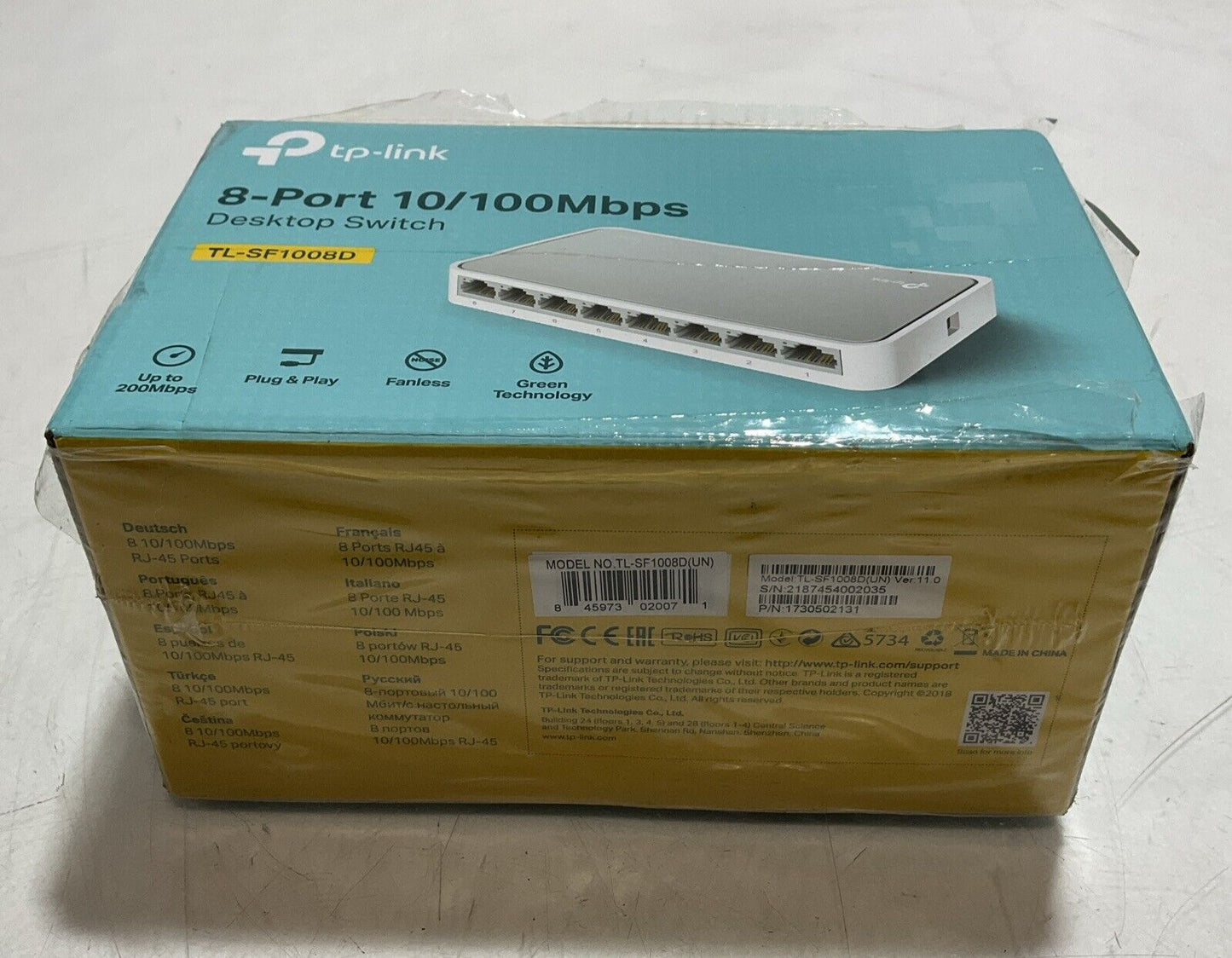 PTP-LINK  TL-SF1008D 8-PORT  10/100MBSPS DESKTOP SWITCH  U3S