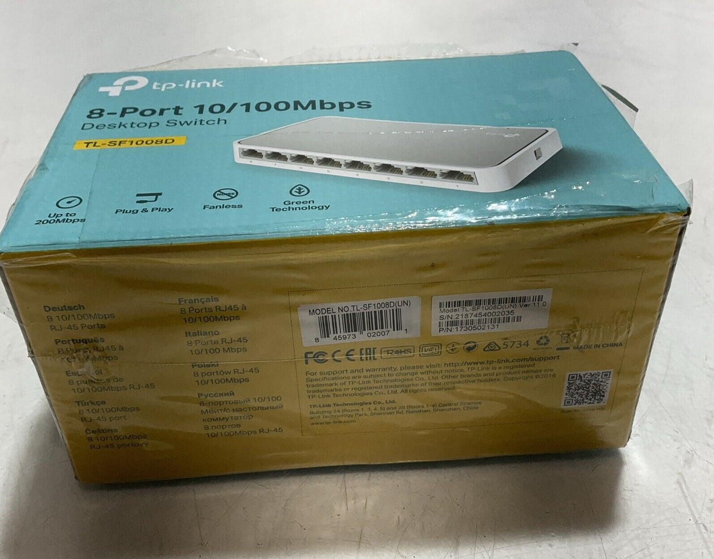 PTP-LINK  TL-SF1008D 8-PORT  10/100MBSPS DESKTOP SWITCH  U3S