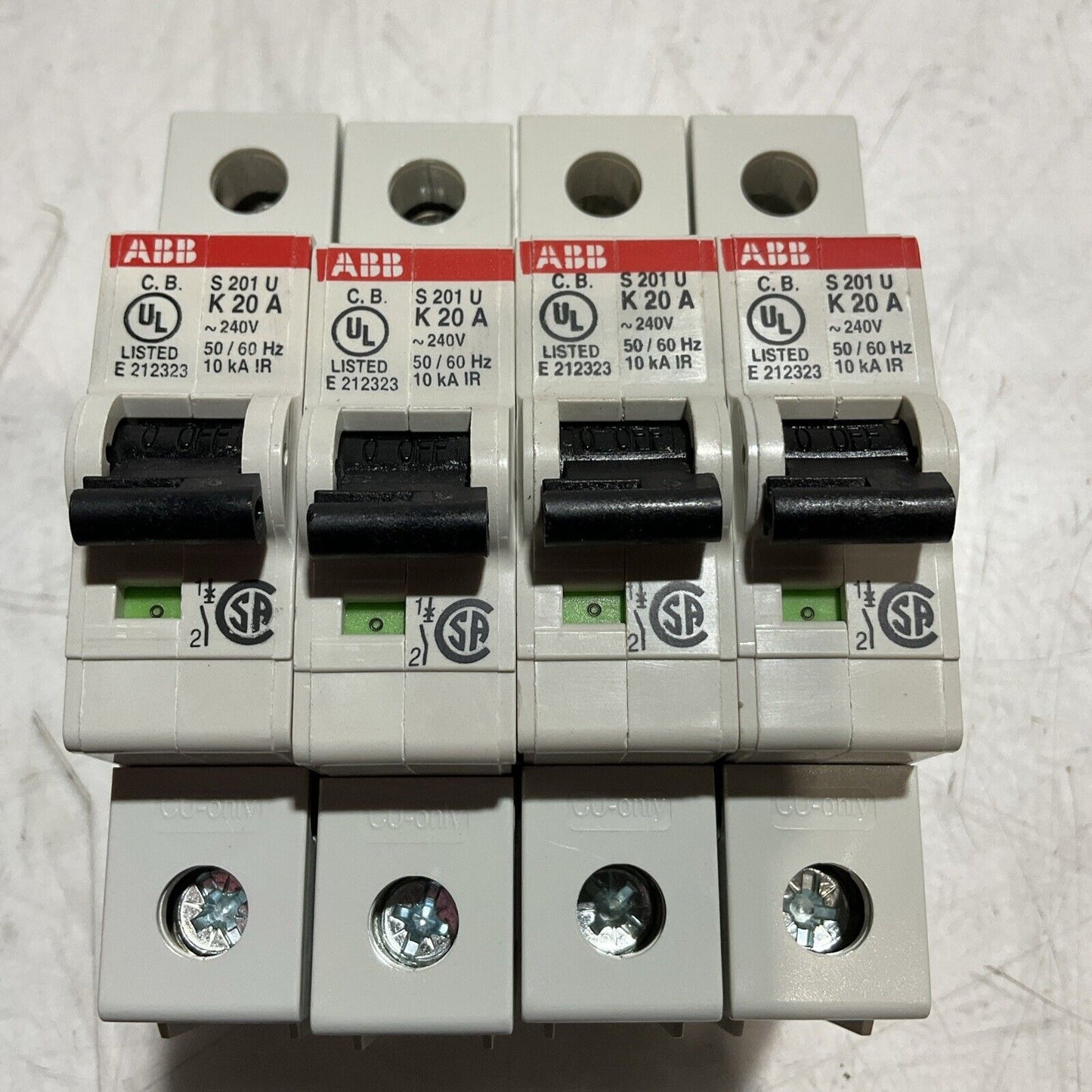 ABB S201U-K20 S 201 U K 20 A MINI CIRCUIT BREAKER 240V 50/60HZ LOT OF 4  U3S