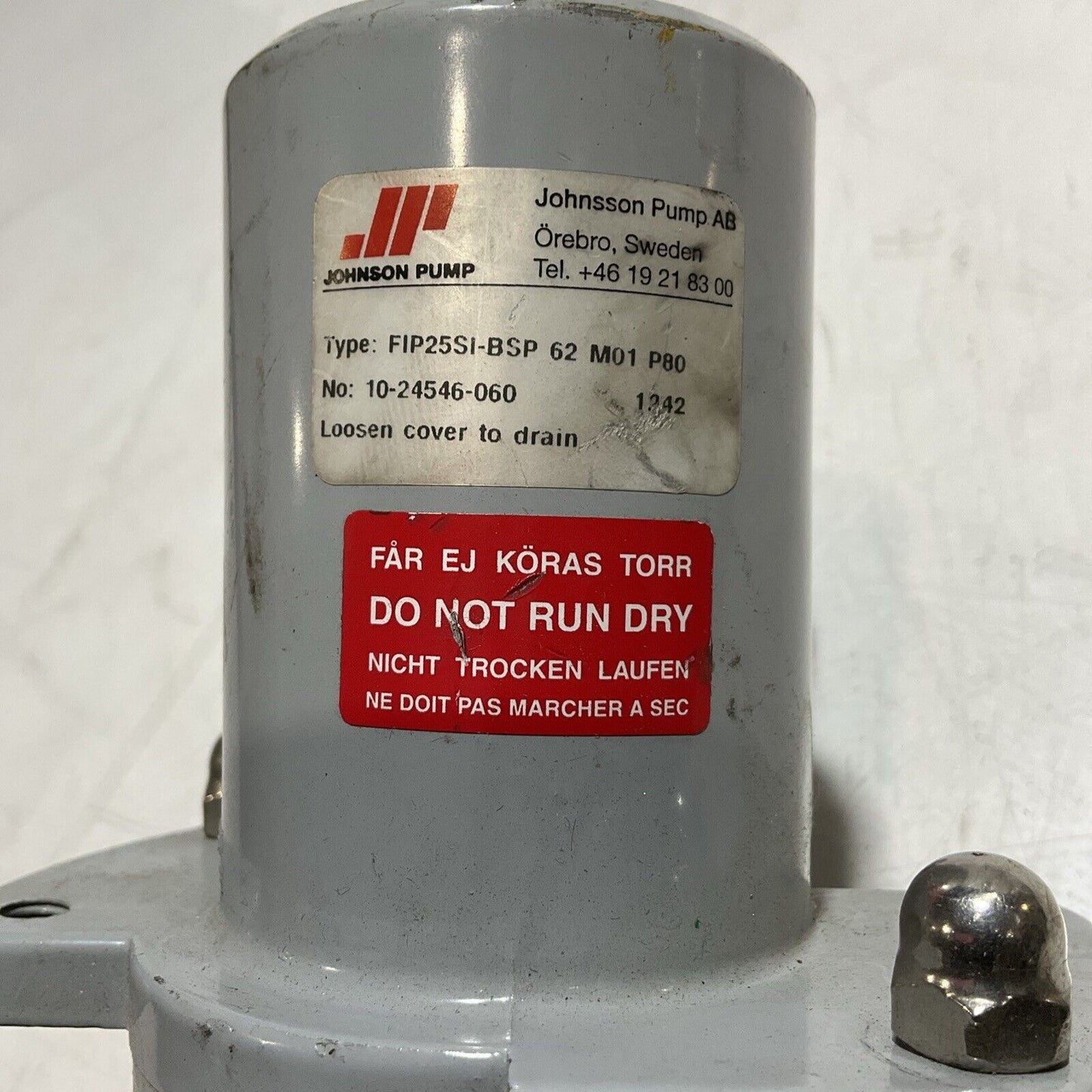 JOHNSON PUMP FIP25SI-BSP 62 M01 P80  FLEXIBLE IMPELLER PUMPS-AC  U3S