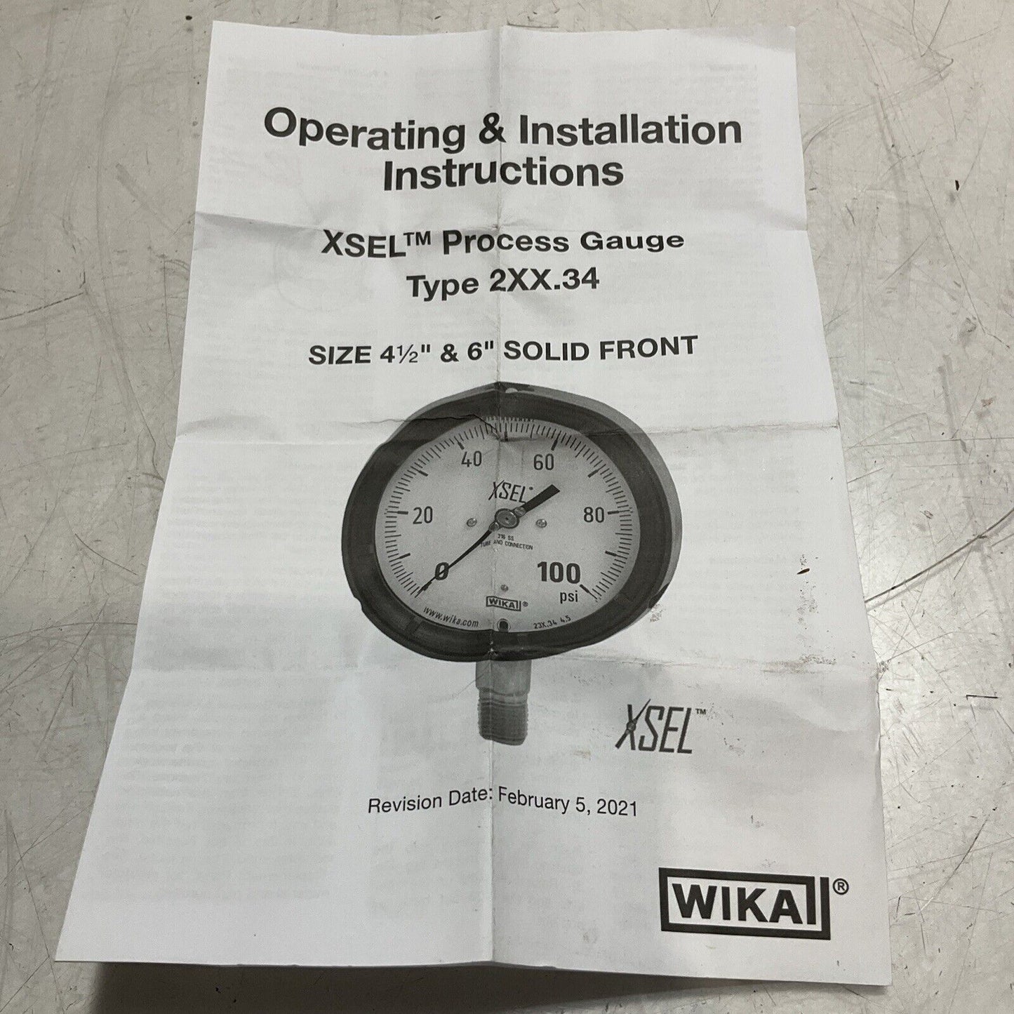 WIKA 9834065 233.344.5 PRESSURE GAUGE ACCESSORIES 1/2 NPT LOWER MOUNT 600PSI U3S