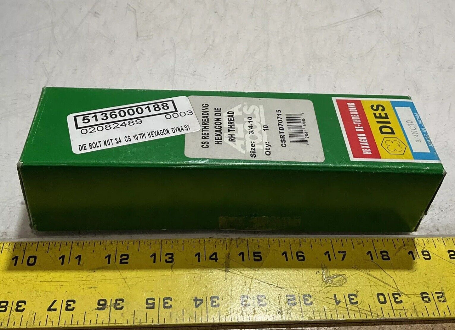 ALFATOOLS CSRTD70715 RETHREADING HEXAGON DIE RH THREAD NUT SIZE 3/4-10 QTY10 373