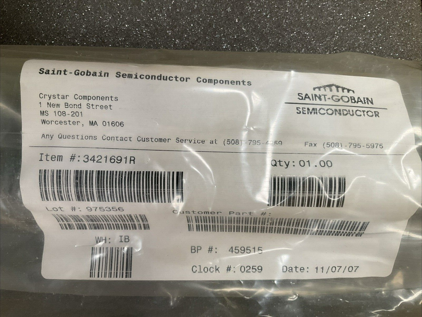 SAINT GOBAIN CRYSTAR 907969531 975360 459515 SEMICONDUCTOR ROD CANTILEVER