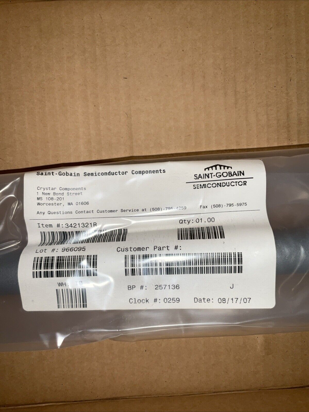 SAINT GOBAIN CRYSTAR 3421321A 257136 SEMICONDUCTOR ROD CANTILEVER