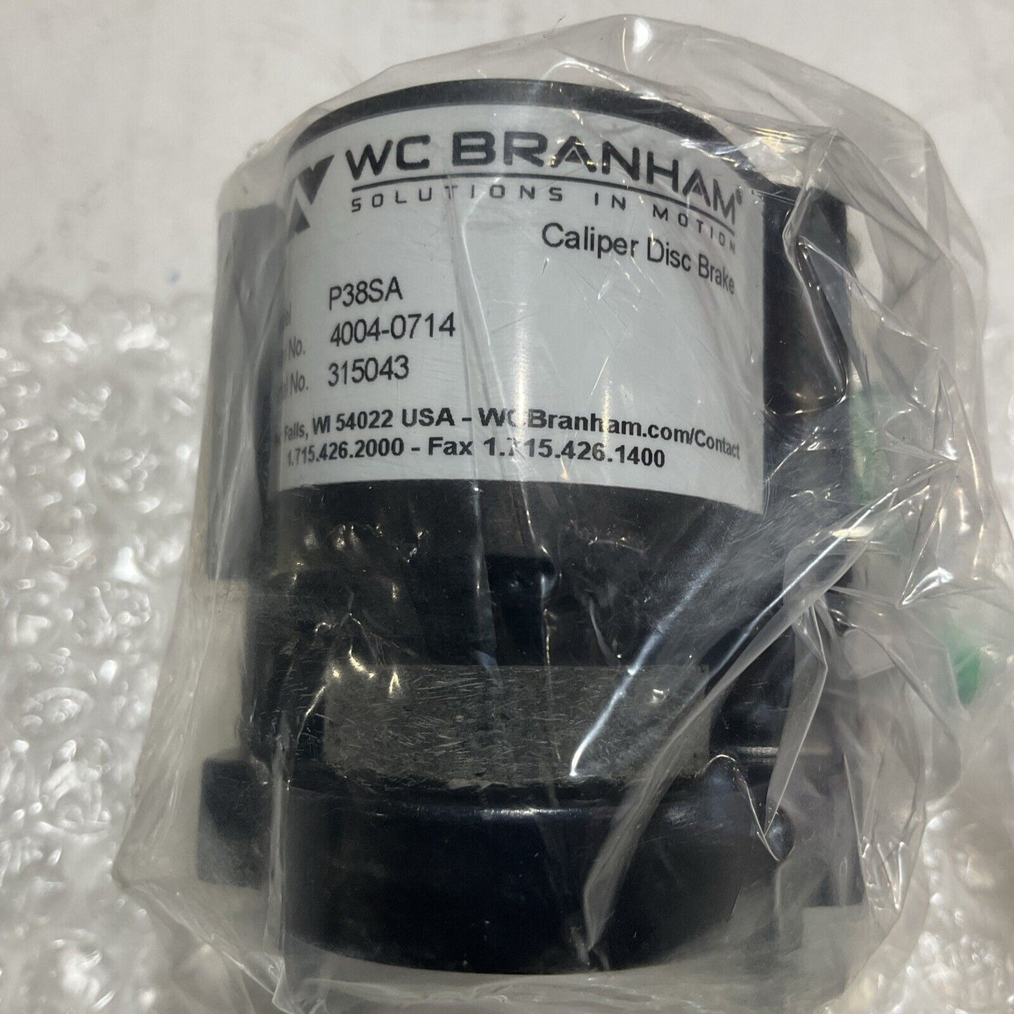 WC BRANHAM P38SA  4004-0714  PNEUMATIC SINGLE ACTION CALIPER DISC BRAKE U3S