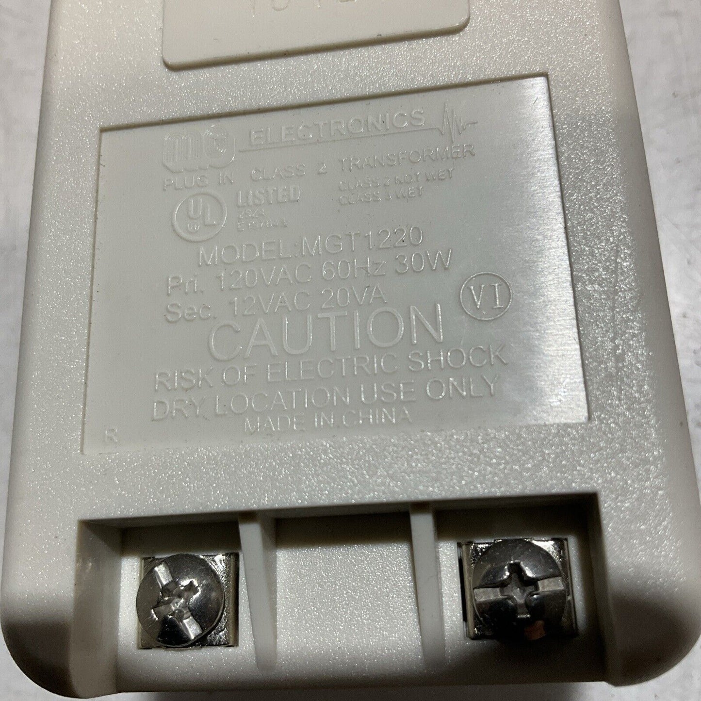 MGELECTRONICS MGT1220 12 VOLT AC 20VA CLASS 2 TRANSFORMER WITH LED INDICATOR U3S