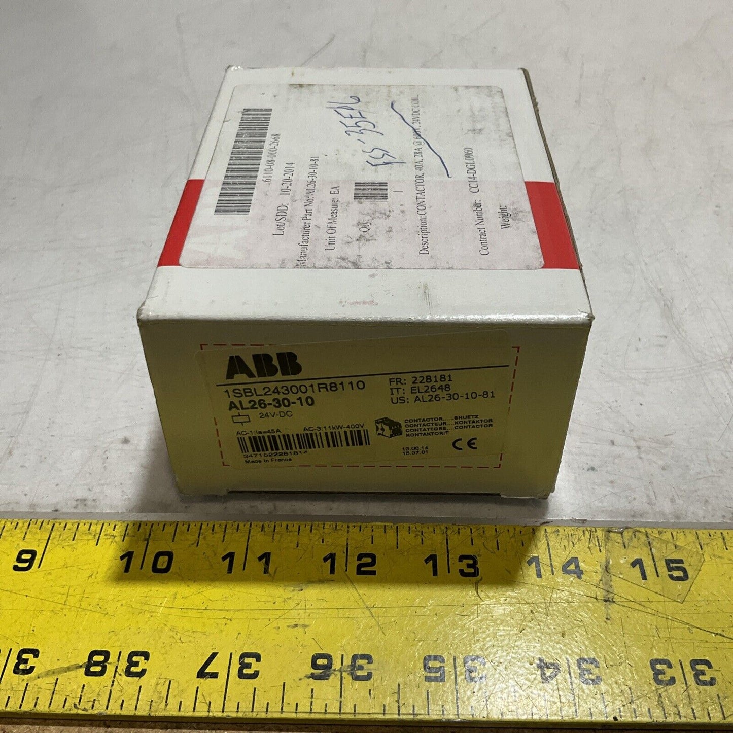 ABB  AL26-30-10  CONTACTOR  40A, 28A 600V 24VDC COIL  U3S